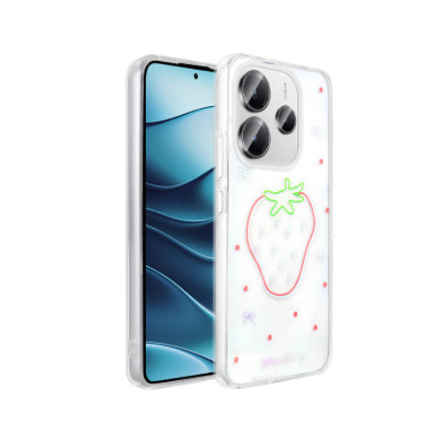 Xiaomi Redmi Note 14 4G Şeffaf Figürlü Folk Sert İnce Kılıf - Çilek
