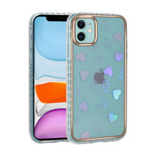 iPhone 11 Desenli Parlayan Transparan Avva Silikon İnce Kılıf