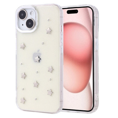 iPhone 15 Airbag Tasarımlı Simli Şeffaf Kutup İnce Kılıf - Yıldız