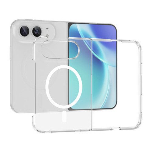 iPhone Duo (Fold) Kamera Korumalı Mag Safe Şarj Özellikli Şeffaf London Sert PC Kılıf - Şef