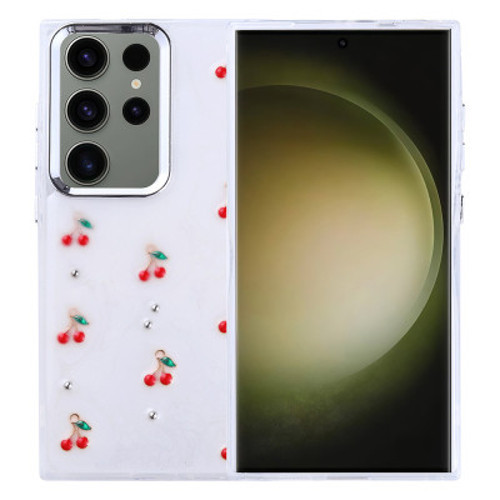 Galaxy S25 Ultra Airbag Tasarımlı Simli Şeffaf Kutup İnce Kılıf - Kiraz