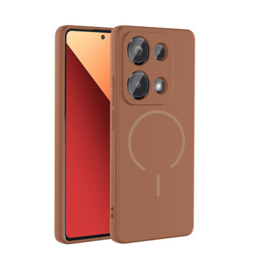 Xiaomi Redmi Note 13 Pro 4G Mag Safe Şarj Özellikli Meta Kılıf - Kahverengi