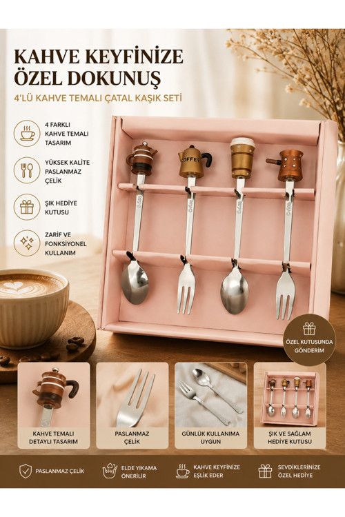 Arow Sunumluk Kahveli Çatal Kaşık