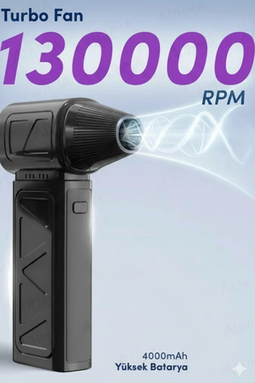 Turbo Fan 130.000 Rpm Şarjlı 8000 Mah Batarya 4 Vitesli Taşınabilir Elektrikli Hava Üfleyici Kompres