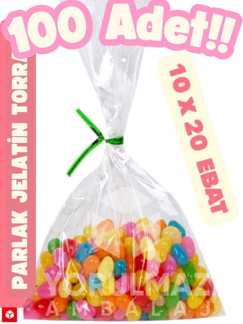 👉 10X20 Şeffaf Jelatin Torba – Kurabiye & Şeker İçin Şık, Hijyenik Paketleme 100' Lü Paket