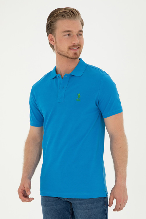 Erkek Slim Fit Polo Yaka Saks Basic Tişört50279613-VR045