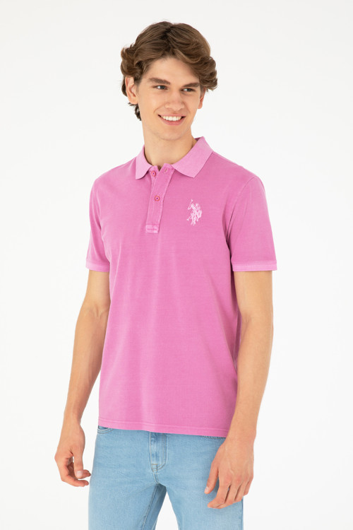 Erkek Slim Fit Polo Yaka Menekşe Basic Tişört50279591-VR037
