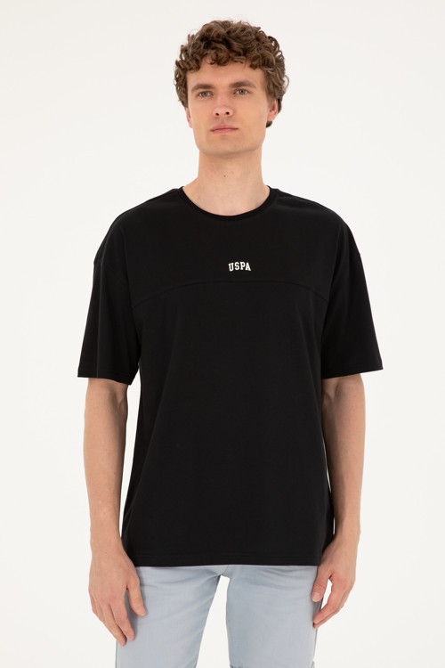 Erkek Comfort Fit Bisiklet Yaka Siyah Tişört50287083-VR046