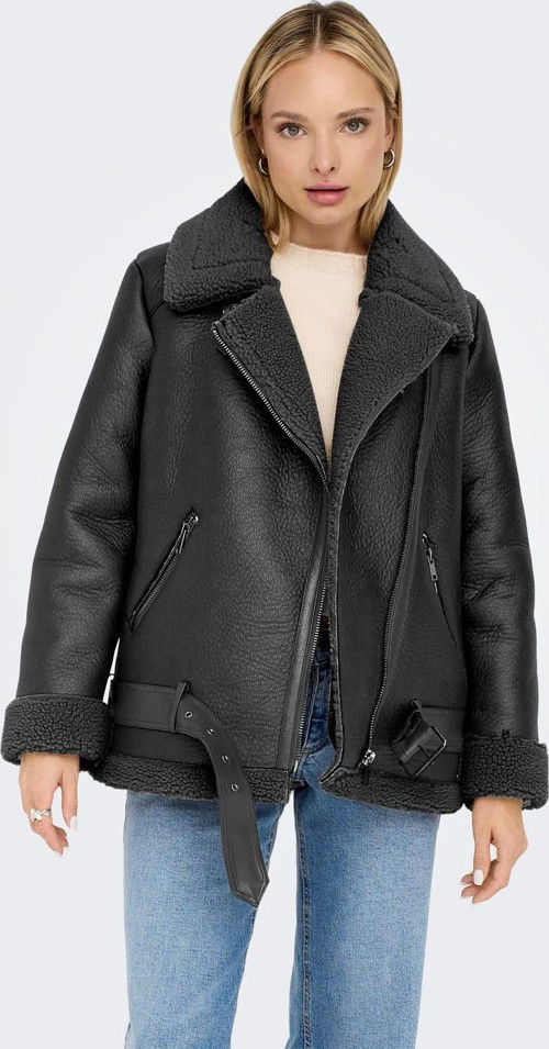 Onlnewlis Faux Leather Aviator Cc Otw Kadın Mont