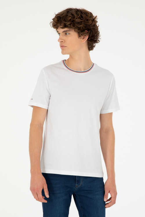 Erkek Regular Fit Bisiklet Yaka Beyaz Tişört50294289-VR013