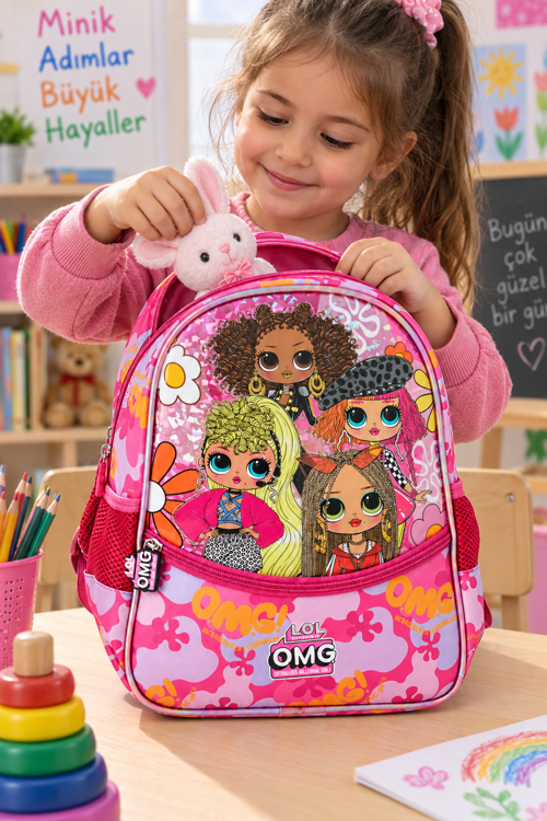 OMG Anaokulu Okul Çantası Çocuk Sırt Çantası Günlük Okul Kullanımı 32 x 23 x 10 cm