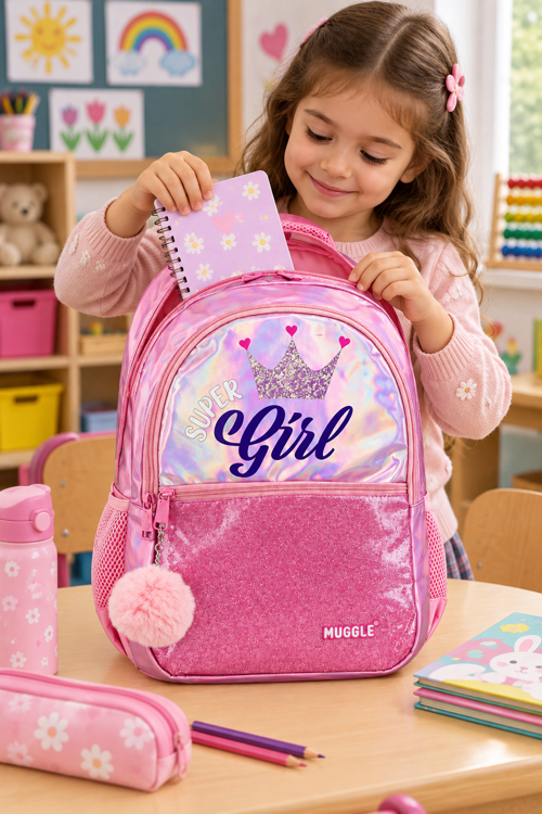 Super Girl Kraliçe Queen İlkokul Okul Çantası Çocuk Sırt Çantası Günlük Kullanım 39 x 28 x 14 cm