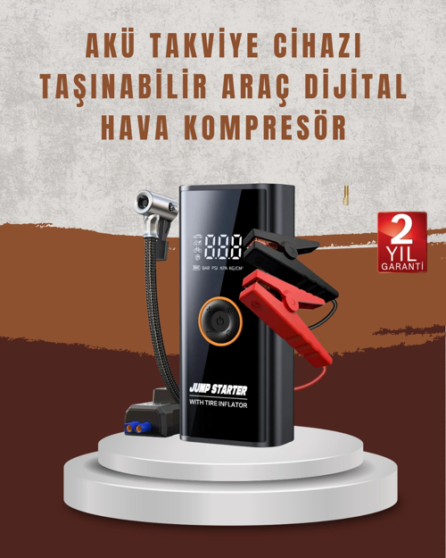 Çok Fonksiyonlu Araç Yol Yardım Kiti Jump Starter Lastik Pompası