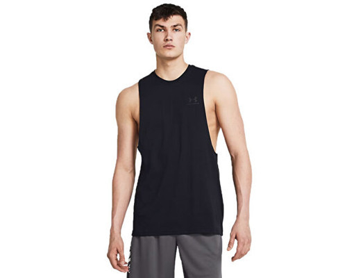 UA LEFT CHEST CUT OFF TANK Erkek Antrenman Atleti 1329286-001 Siyah