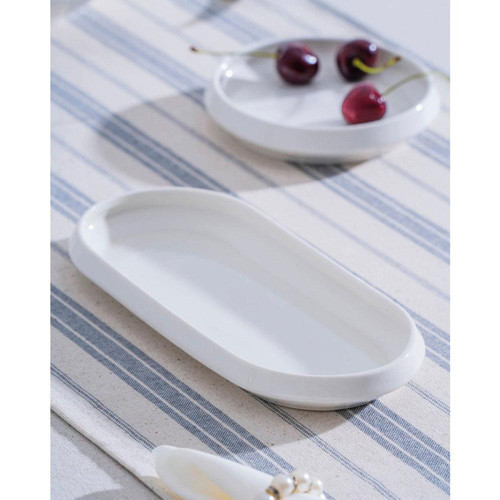 JEA-07406 Rumi 6 Adet Porselen Oval Kayık Sunum Tabak 23 cm