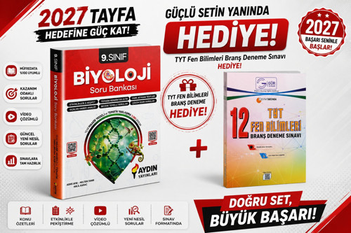 AYDIN 9 BİYOLOJİ SORU BANKASI 26-27 GÜNCEL MAARİF MÜFREDAT-GÜR YAYINLARI TYT FEN BİLİMLERİ DENEME HEDİYE!!