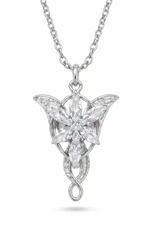 Kolye Gümüş Kaplama Evenstar Akşam Yıldızı Arwen Tasarım Kadın Zirkon Taşlı Zincirli