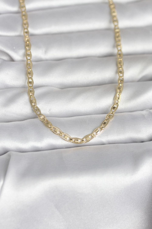CM 14K Renk Lazer Kesim Zincirli Model 60 cm Kadın Kolye