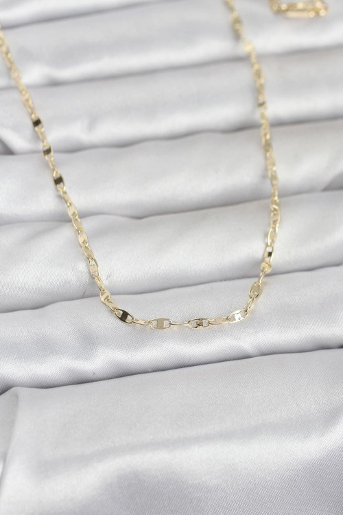 CM 14K Renk Yassı Gemici Zincir Model 60 cm Kadın Kolye