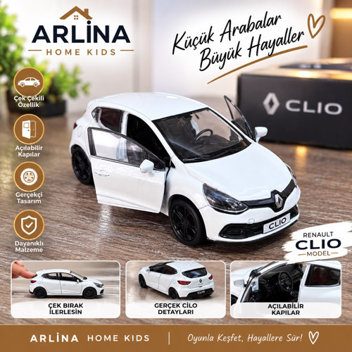 Renault Clio 4 Çek Bırak Metal Araba Beyaz