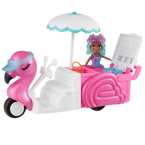 Polly Pocket Flamingo Atıştırmalık Arabası Oyun Seti ve Mikro Figürler HWP24