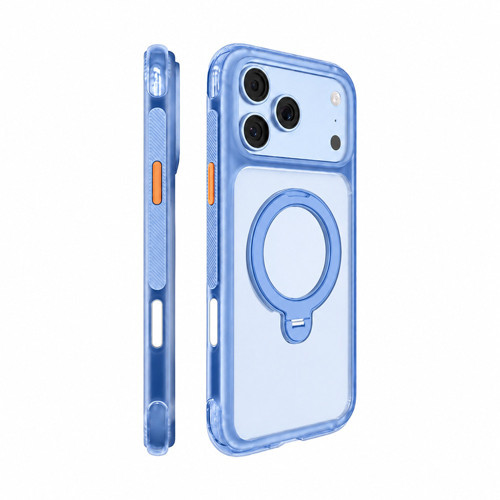 İphone 18 Pro Max Uyumlu Kılıf M-Safeli Standlı Airbag Air Shield Serisi Kapak Açık Mavi