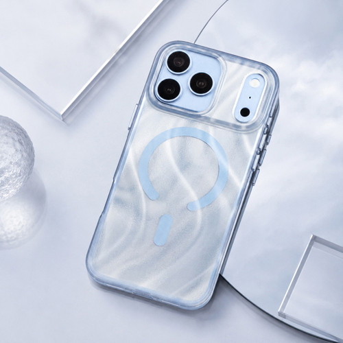 İphone 18 Pro Max Uyumlu Kılıf M-Safe Şarj Özellikli Glow Desert Serisi Kapak Açık Mavi