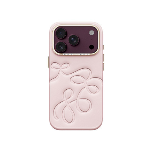İphone 18 Pro Uyumlu Kılıf Oyma Desenli Arka Yüzey Cloude Kapak Açık Pembe