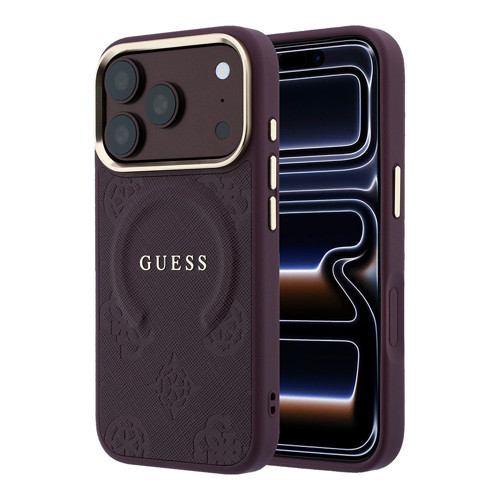 İphone 18 Pro Max Kılıf Lisanslı M-Safeli Baskılı Yazı Logolu C-Magnet Pu Peony Kapak Bordo