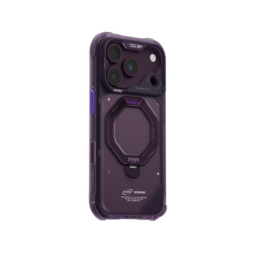 İphone 18 Pro Max Uyumlu Kılıf M-Safe Şarj Özellikli Standlı Saturn Kapak Bordo