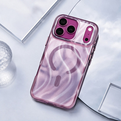 İphone 18 Pro Uyumlu Kılıf M-Safe Şarj Özellikli Glow Desert Serisi Kapak Mor