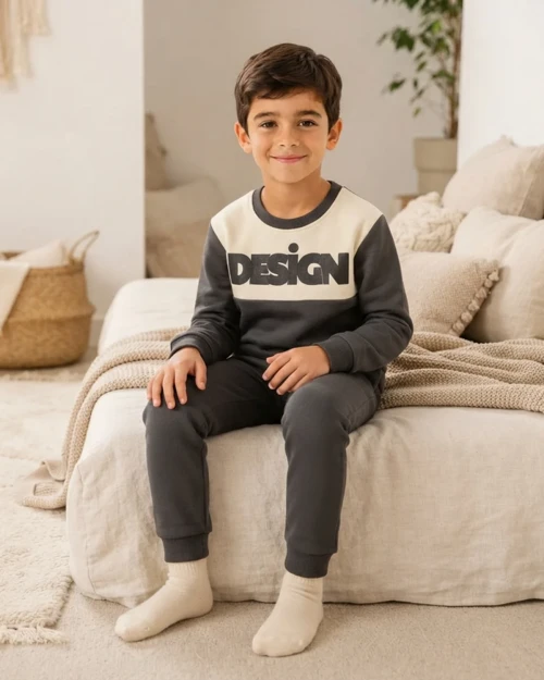 Design Baskılı Füme Erkek Çocuk Takım Modeli