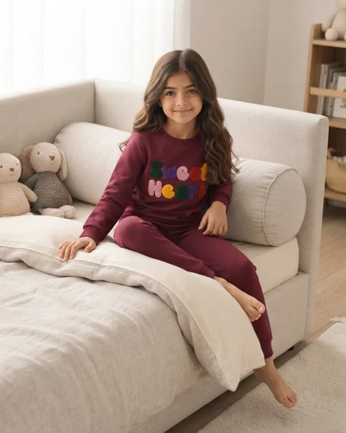 Nakışlı 3 İp Şardonlu Kız Takım Vişneçürüğü – Bordo