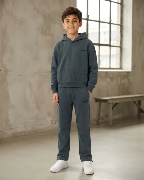 Erkek Çocuk Gri Sweatshirt ve Eşofman Altı Takımı