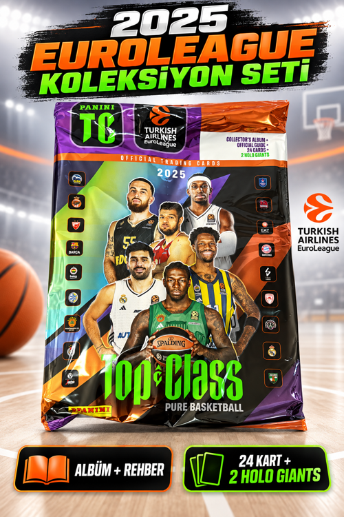 Top Class 2025 EuroLeague Dergi Koleksiyon Albümü Rehber 24 Kart + 2 Holo Giants