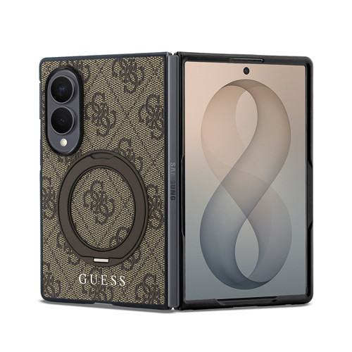 Galaxy Z Fold 8 Uyumlu Kılıf Lisanslı M-Safeli 360 Standlı Pu Klasik Yazı Logolu Kapak Kahve