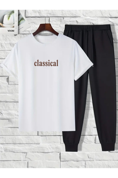Unisex 2'Li Classical Baskılı Eşofman Takımı