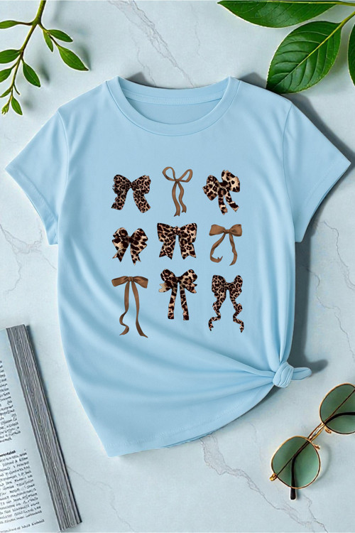 Unisex Leopar Desenli Kurdeleler Baskılı Tasarım Tshirt