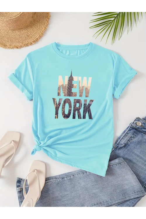 Unisex New York Baskılı Oversize Tshirt