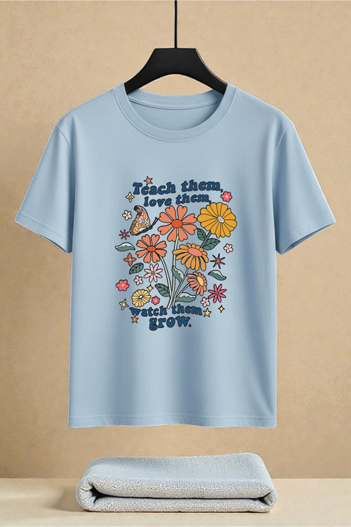 Unisex Teach Them Love Them Baskılı Tasarım Tshirt