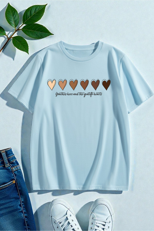 Unisex Hearts Baskılı Tasarım Tshirt