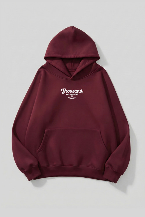 Unisex Yumuşak Dokulu Thousand Baskılı Tasarım Oversize 3 İplik Hoodie Sweatshirt