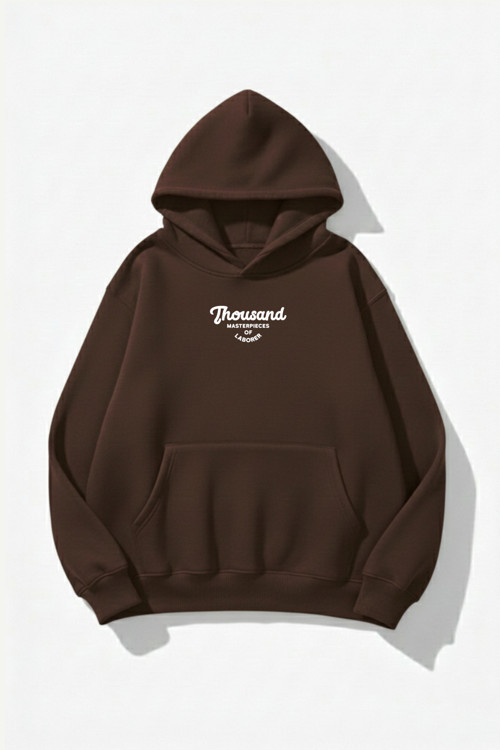 Unisex Yumuşak Dokulu Thousand Baskılı Tasarım Oversize 3 İplik Hoodie Sweatshirt