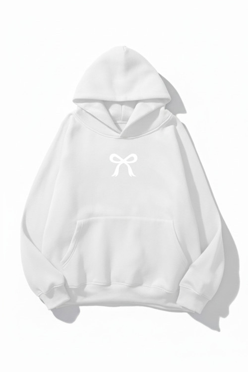 Unisex Yumuşak Dokulu Review Cherry Baskılı Tasarım Oversize 3 İplik Hoodie Sweatshirt