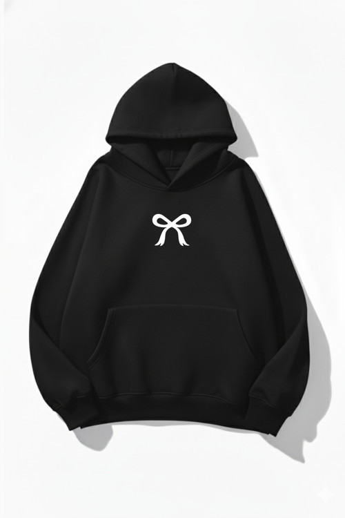 Unisex Yumuşak Dokulu Review Cherry Baskılı Tasarım Oversize 3 İplik Hoodie Sweatshirt