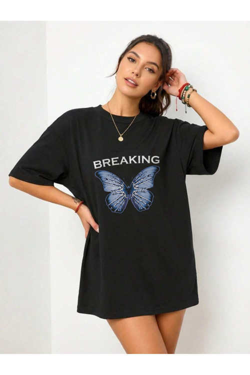 Unisex Breaking Baskılı Tasarım Tshirt