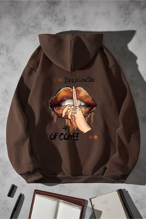 Enjoy Personel Time Baskılı Oversize Sweatshirt