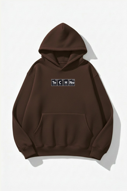 Unisex Yumuşak Dokulu Techno Baskılı Tasarım Oversize 3 İplik Hoodie Sweatshirt