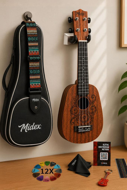 PA-24MT Kaliteli Ananas Gövde Dövme Desenli Concert Ukulele Seti Pineapple Body