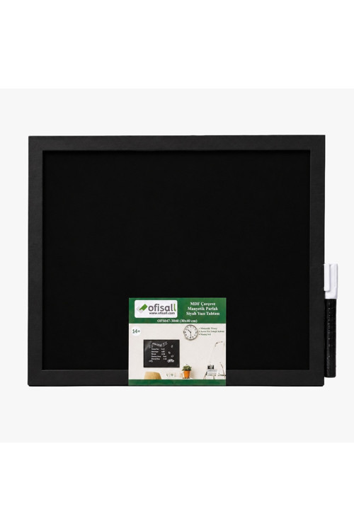 Ofisall Modern Siyah Yazı Tahtası (30x40 cm) – Ofis, Mutfak ve Çalışma Odası İçin Çerçeveli Silinebilir Planlayıcı
